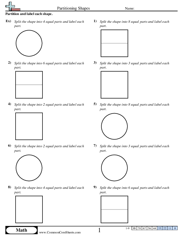 Partitioning Shapes worksheet